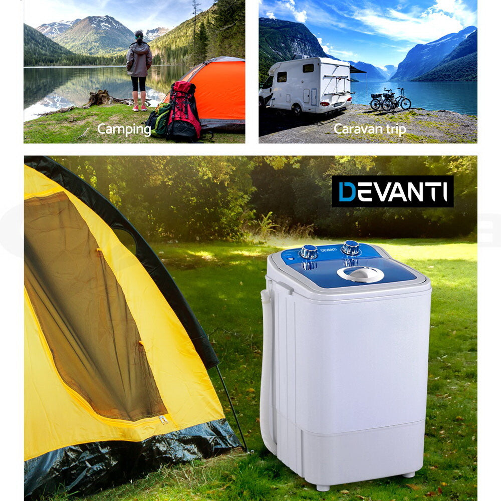 Devanti 4.6KG Mini Portable Washing Machine Outdoor Camping Caravan RV Spin Dry