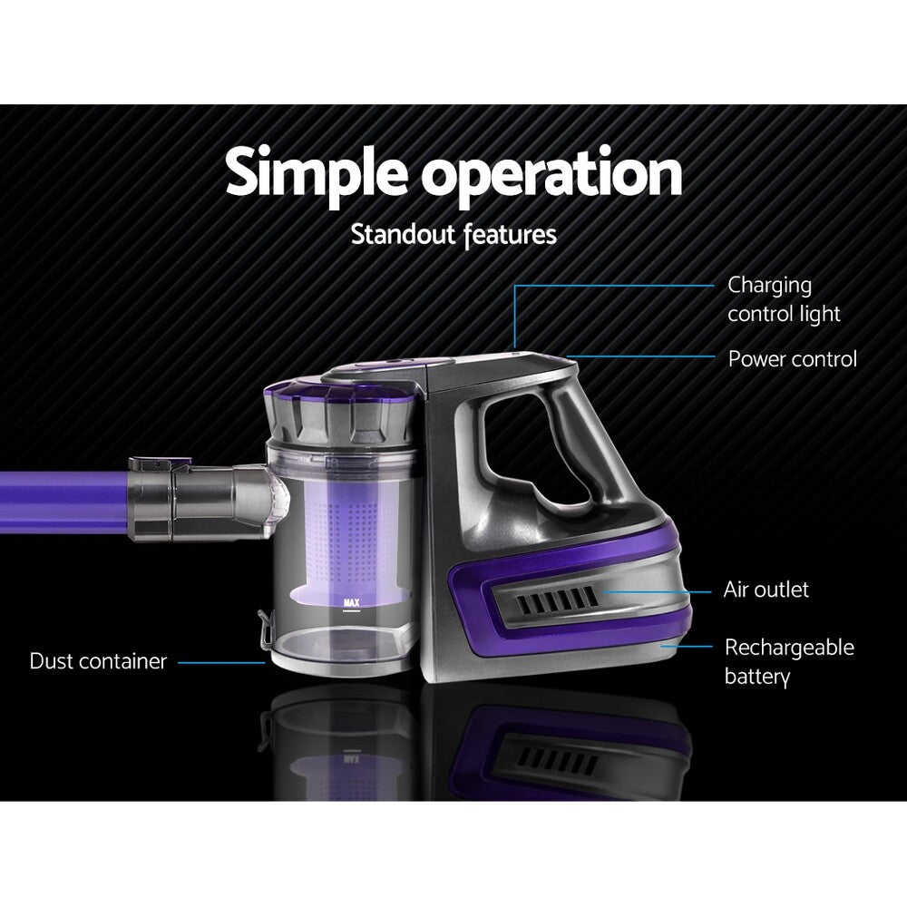 Cordless Stick Vacuum Cleaner 150W Bagless Handheld Purple