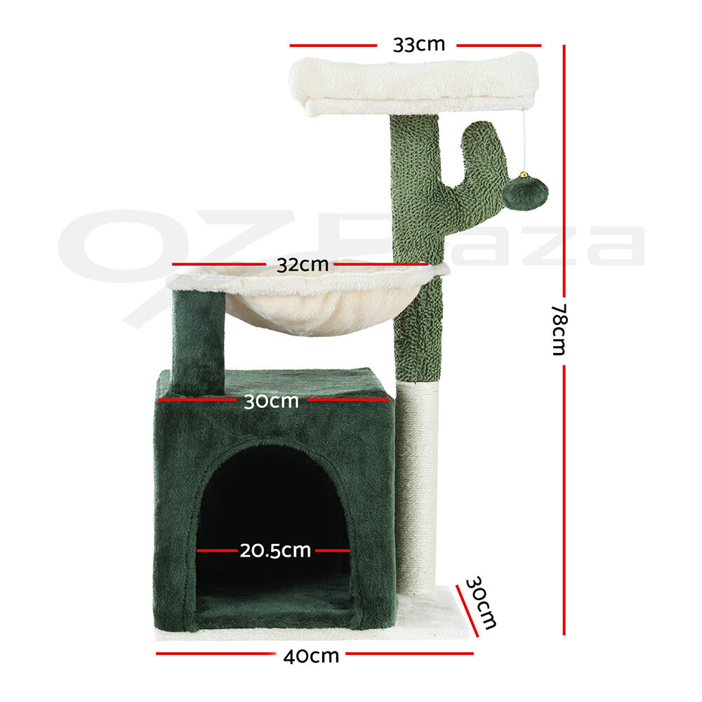 78cm Wooden Cat Tree Scratching Post Condo House Green