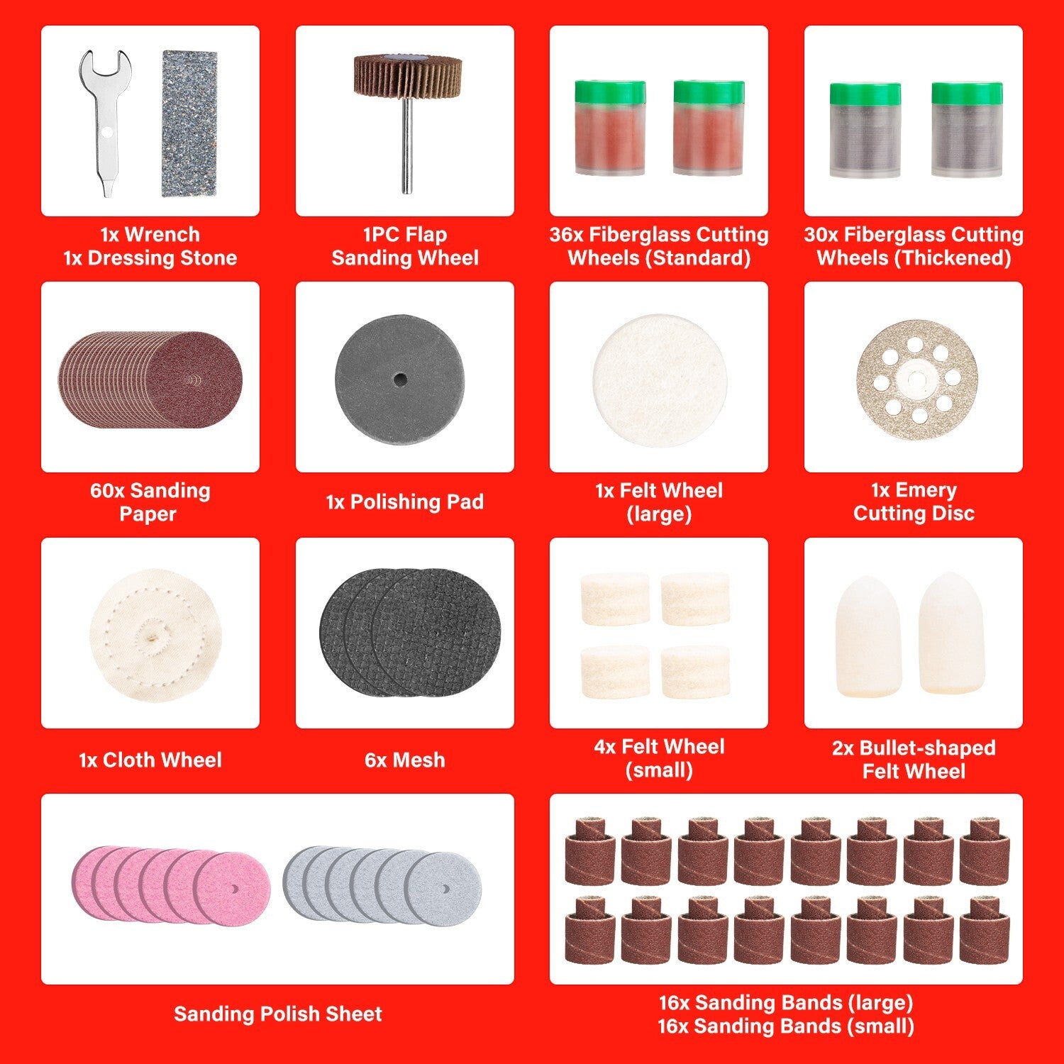 239pc Rotary Tool Kit – Grinding, Polishing & Craft Bits