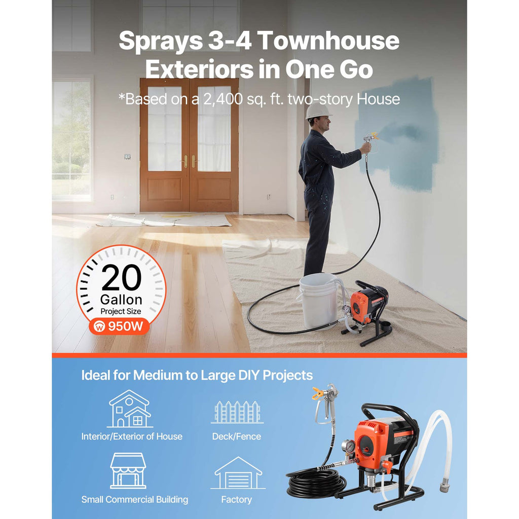 Uimoso Stand Airless Paint Sprayer 950W 3300PSI for Decks and Fences