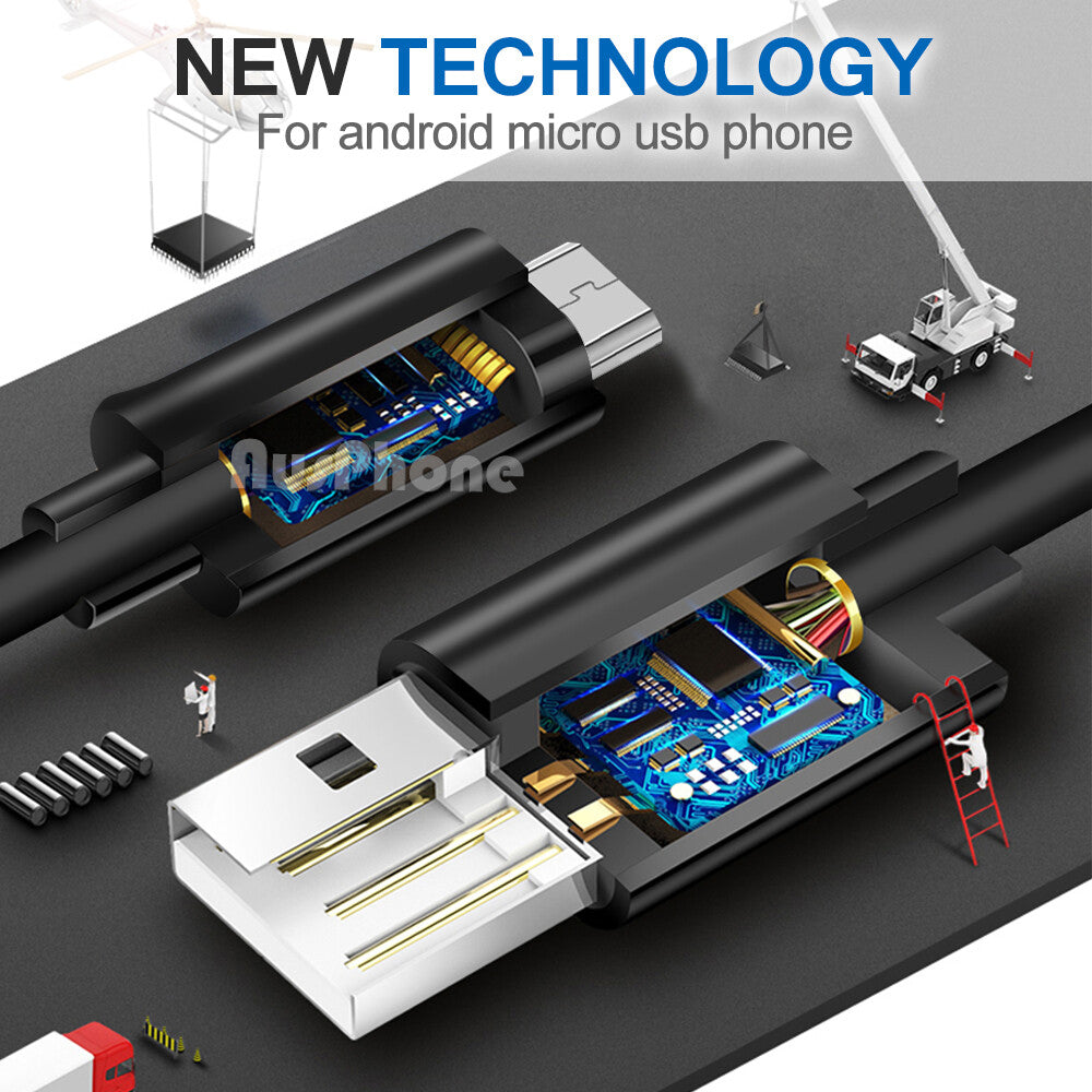 Micro USB Charger Cable 2m Long for Fast Charging and Data