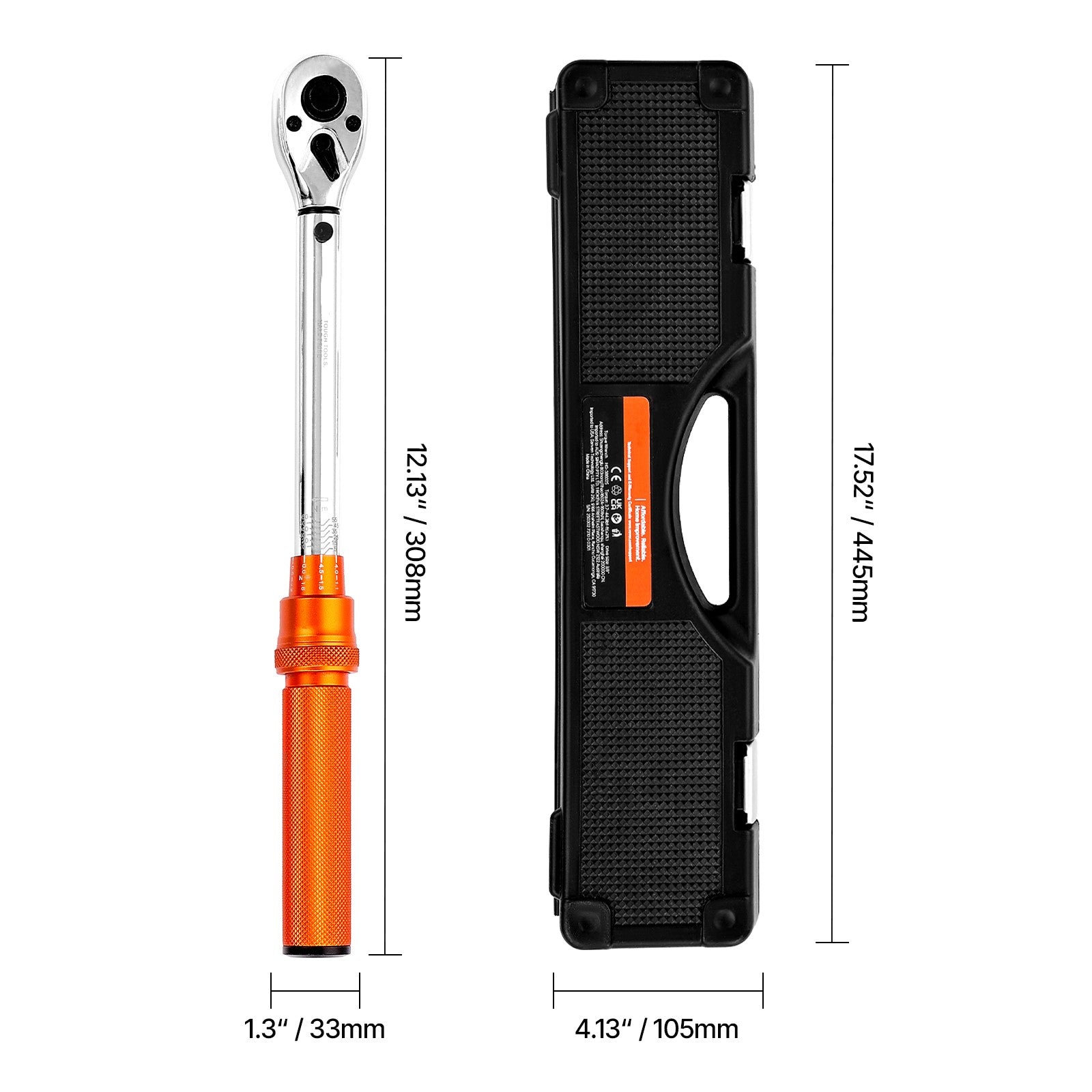 Uimoso 3/8 Inch Drive Torque Wrench Set, 5-60 N.m / 3.7-44.3 lbf.ft, 72-Tooth