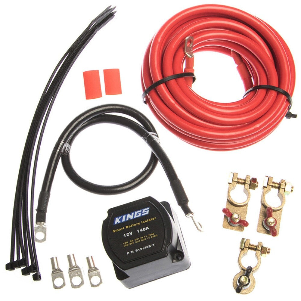 Adventure Kings 12V Dual Battery System 140A Smart Isolator Heavy Duty Cables