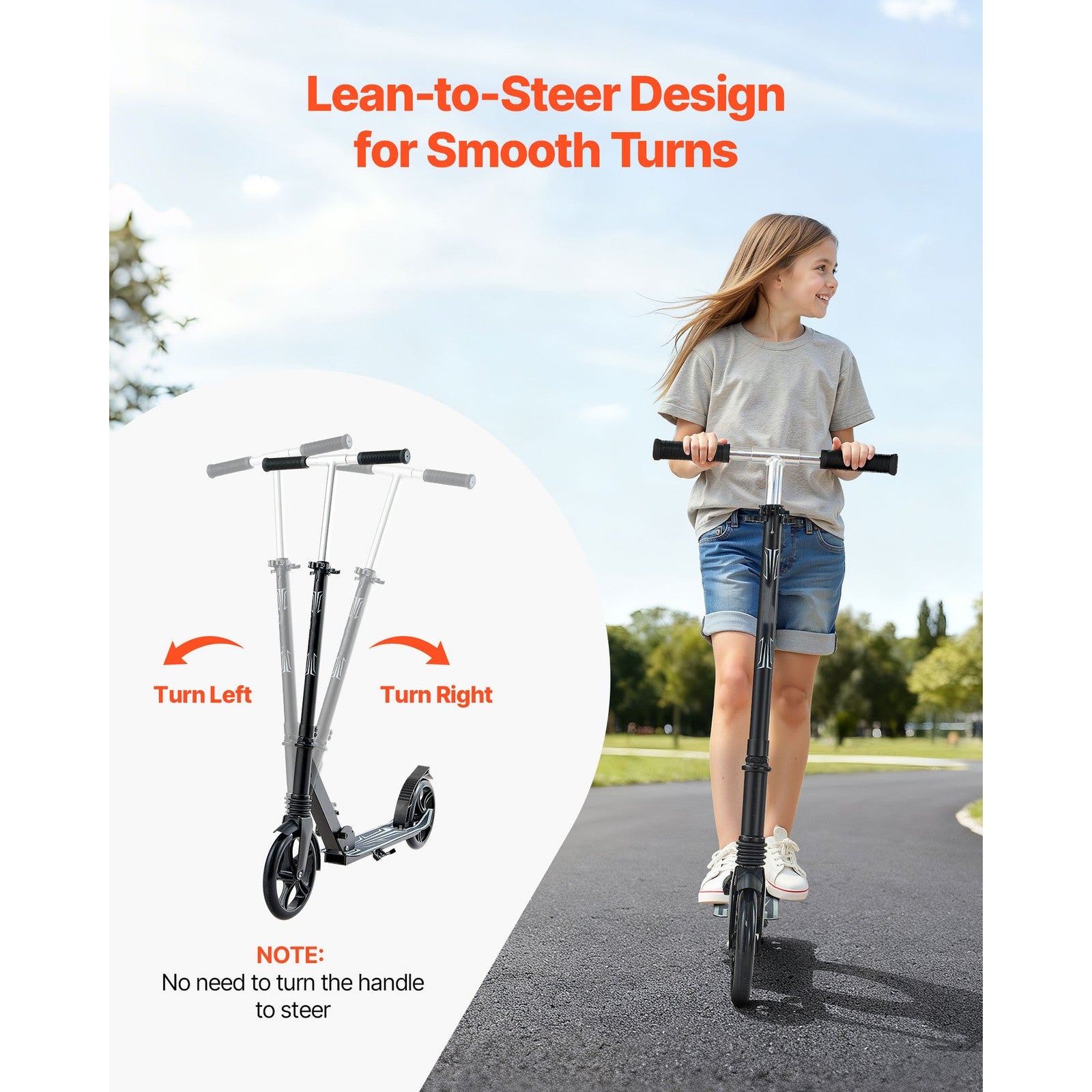 Uimoso Foldable Kick Scooter for Kids 8+, Teens, and Adults, Adjustable Height
