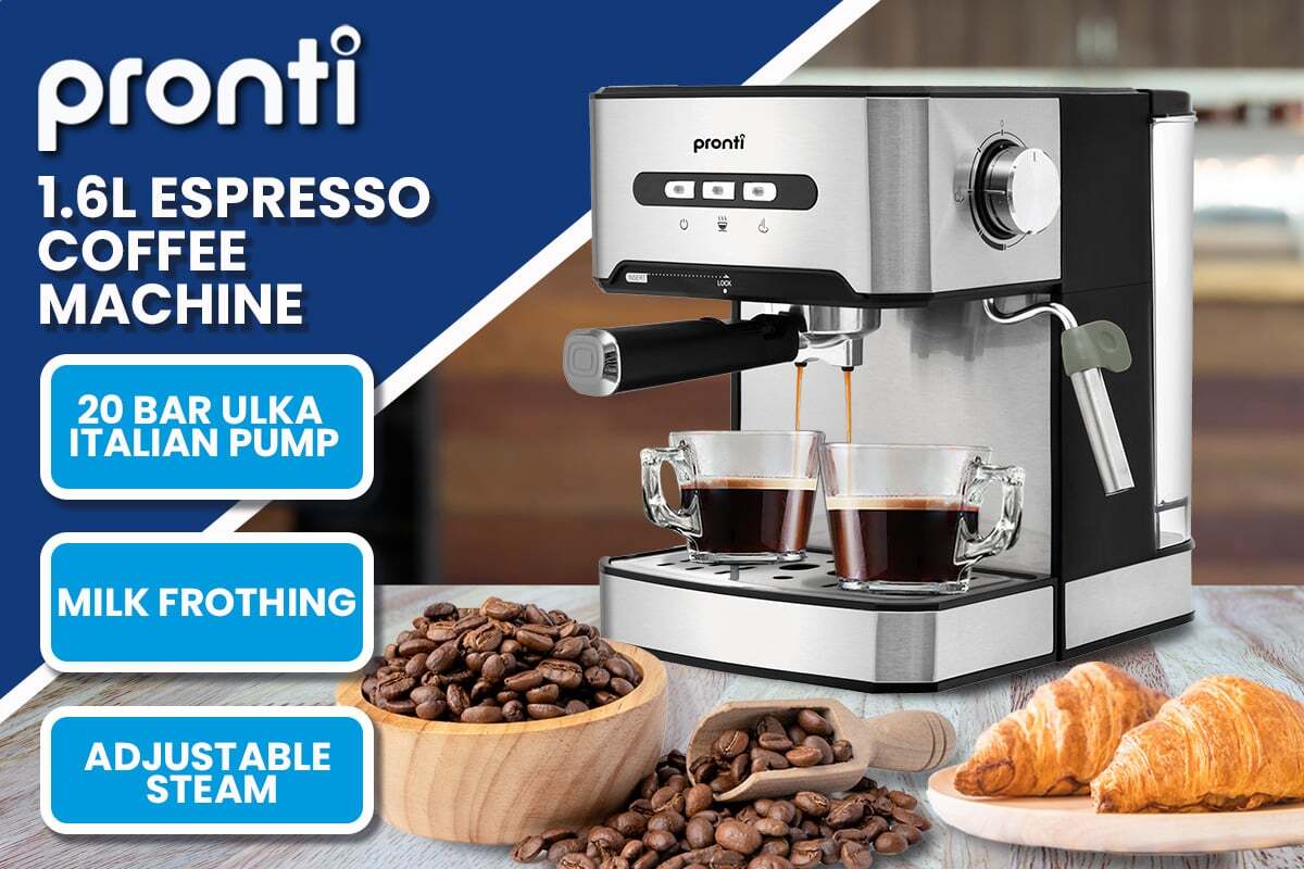 Pronti Professional Espresso Coffee Machine Italian Pump & Frother