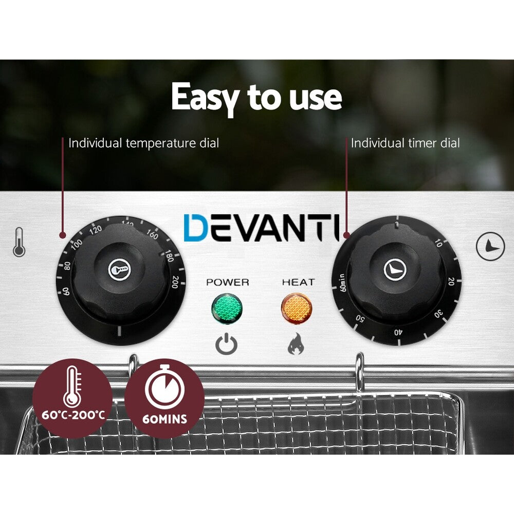 Electric Commercial Deep Fryer Twin Basket Chip Cooker