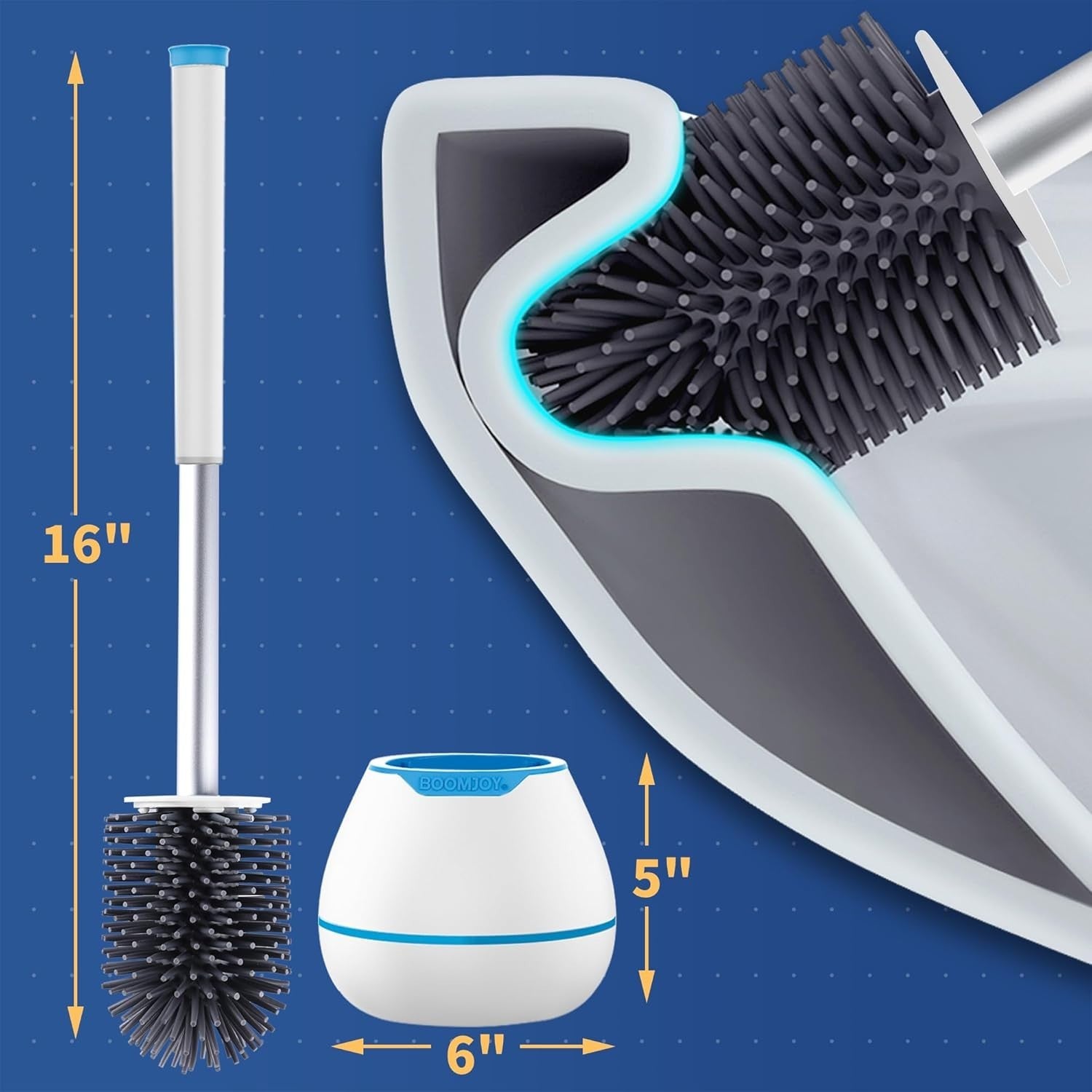 Silicone Toilet Brush Set – TPR Bristles with Built-in Tweezer