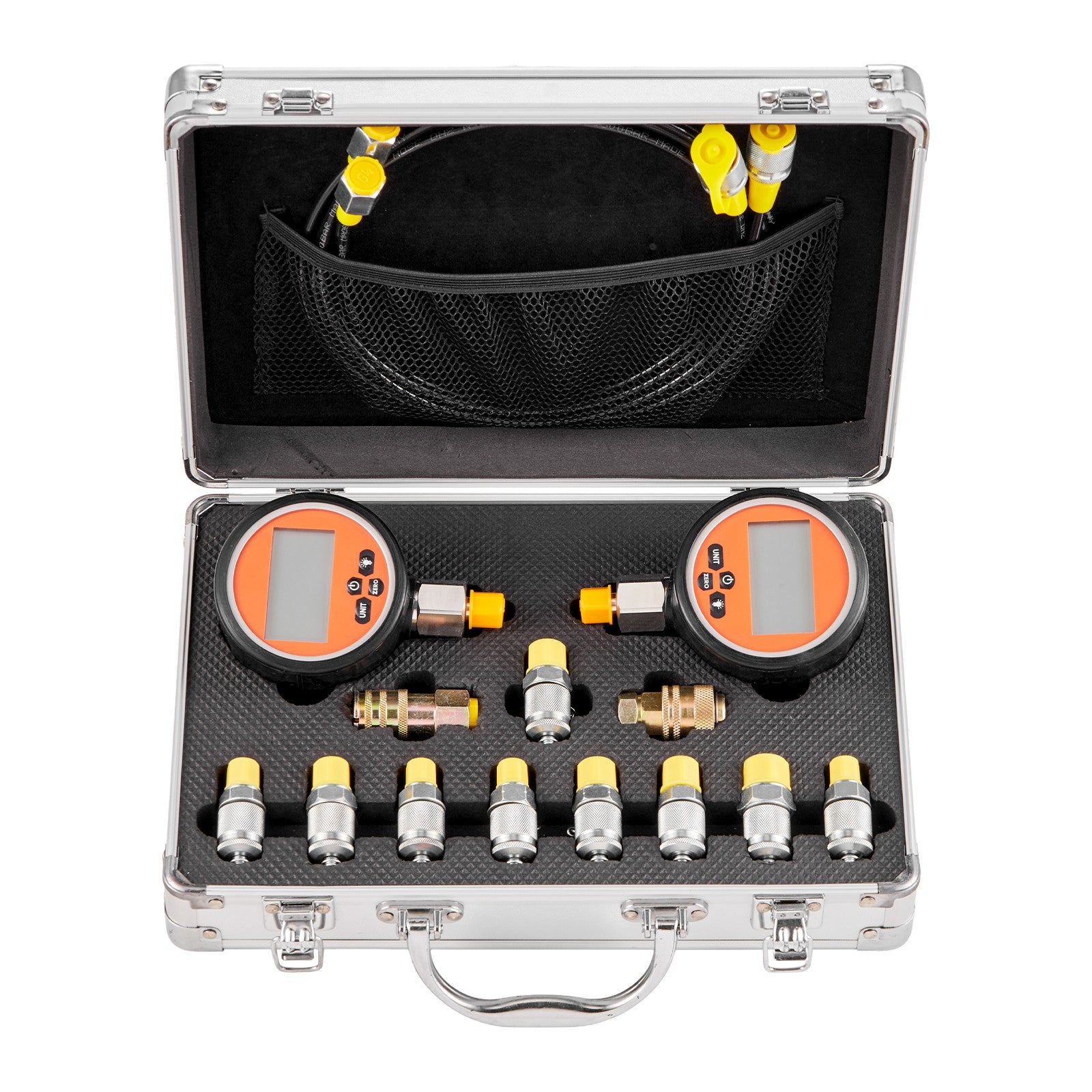 Uimoso Digital Hydraulic Pressure Test Kit with 700 Bar, 2 Gauges, 9 Couplings