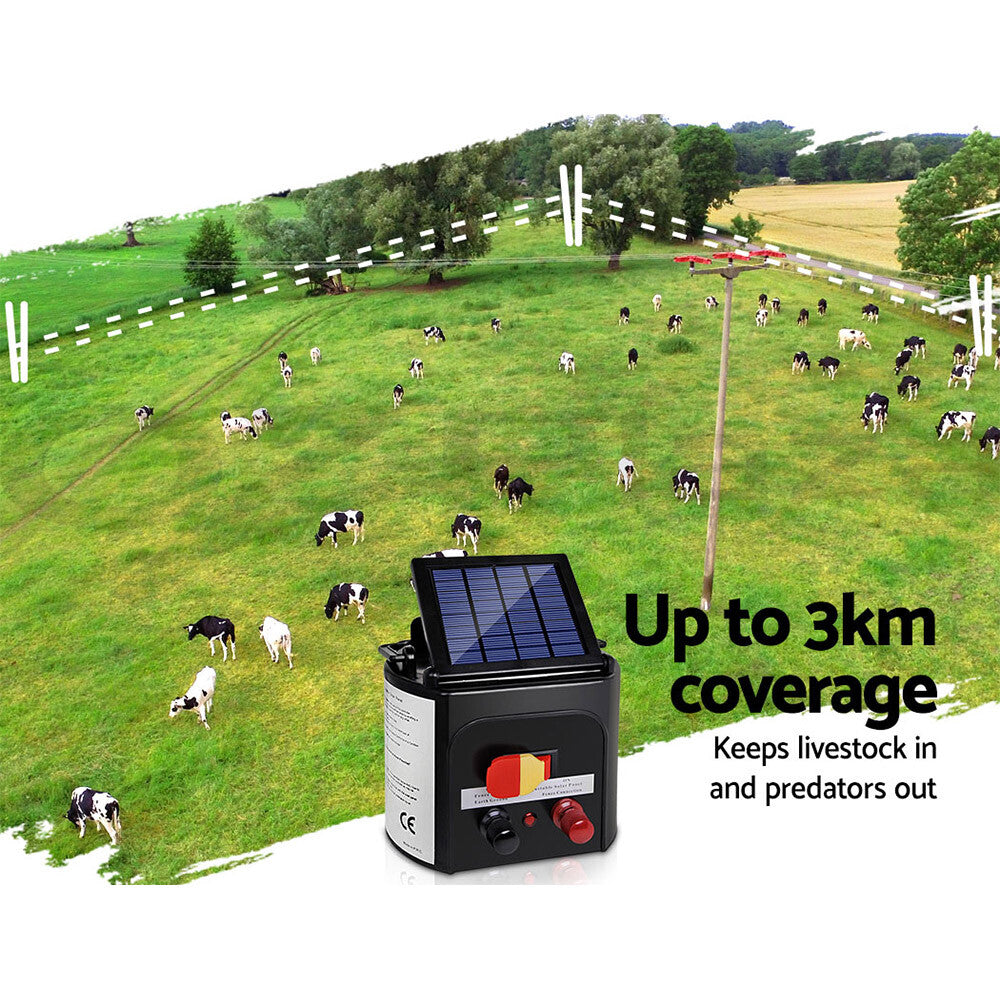 3km Solar Electric Fence Energiser 0.1J Farm Animal