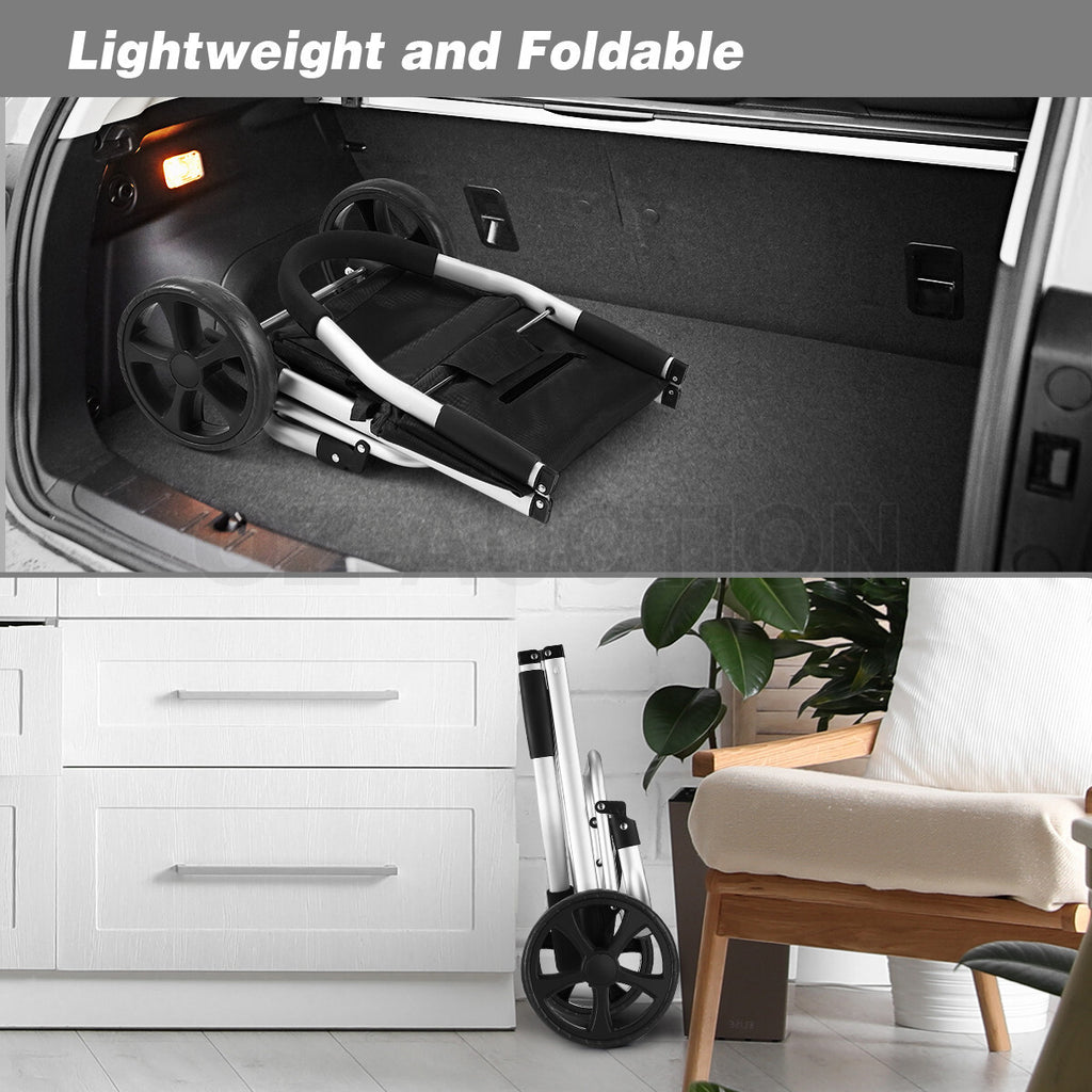 Foldable Aluminium Shopping Trolley – Grocery Cart with Wheels, Black