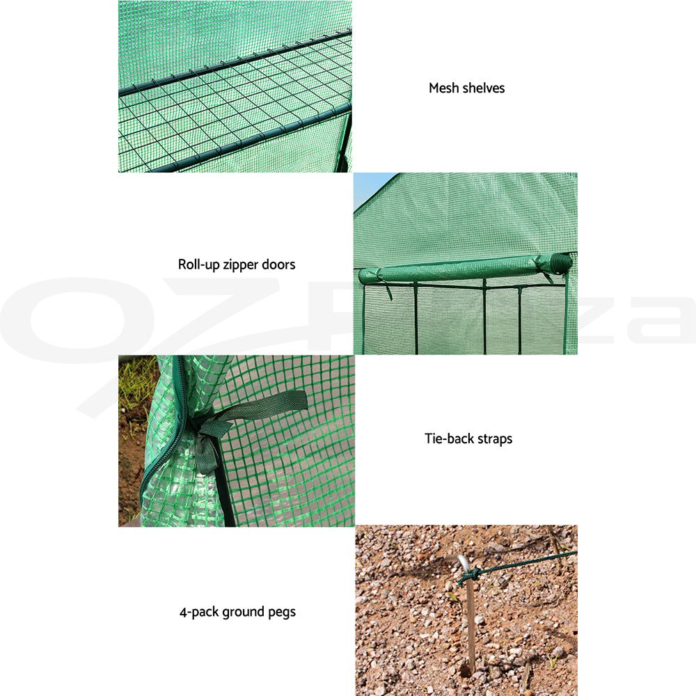 Walk-In Greenhouse Tunnel 4 Shelves Plant 1.9x1.2x1.9m