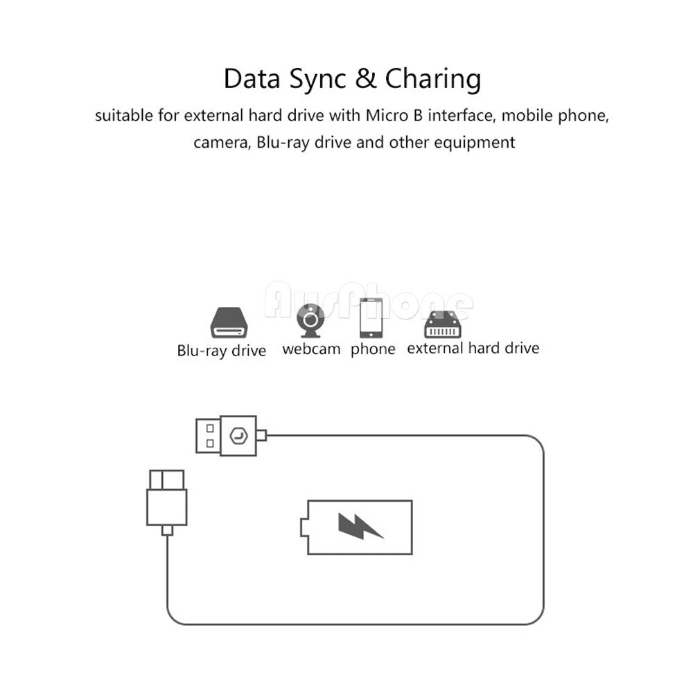 USB 3.0 Micro-B to Type-A Cable for External Hard Drives