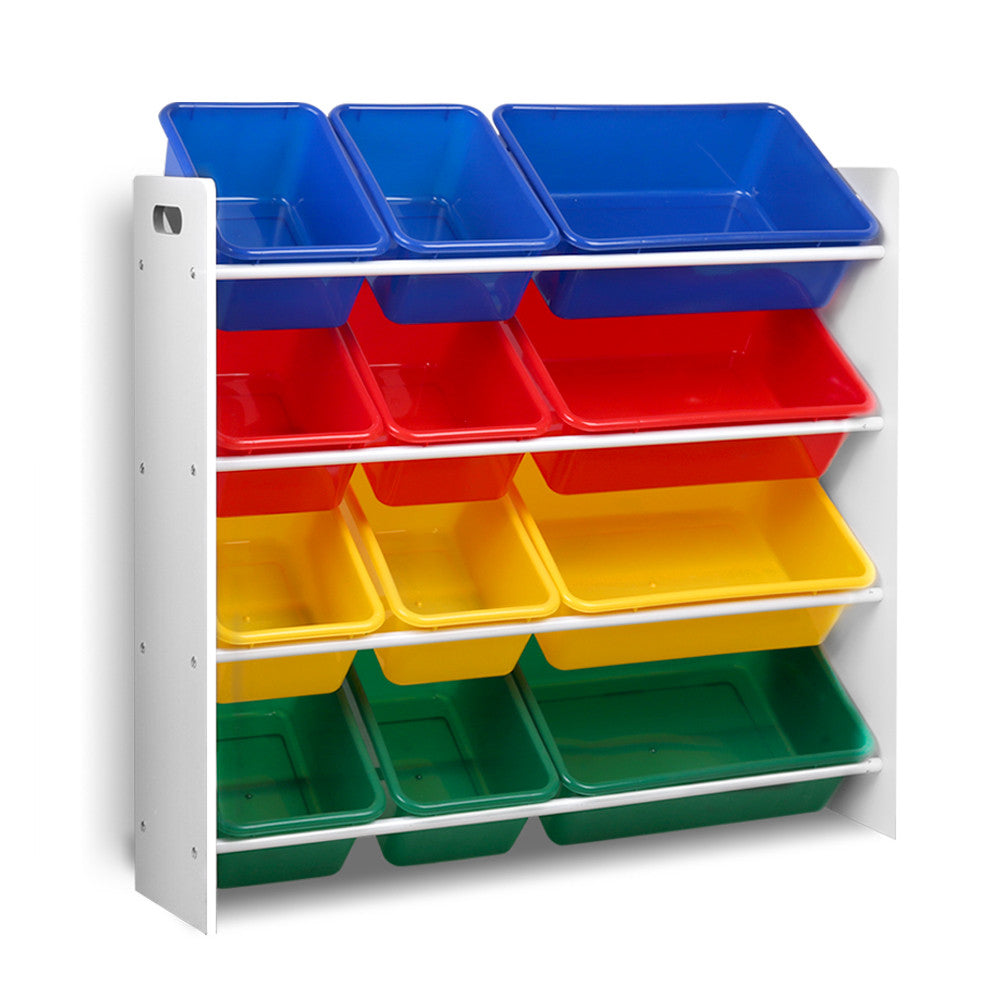 Kids Toy Box Bookshelf Organiser 12 Bins Storage Rack
