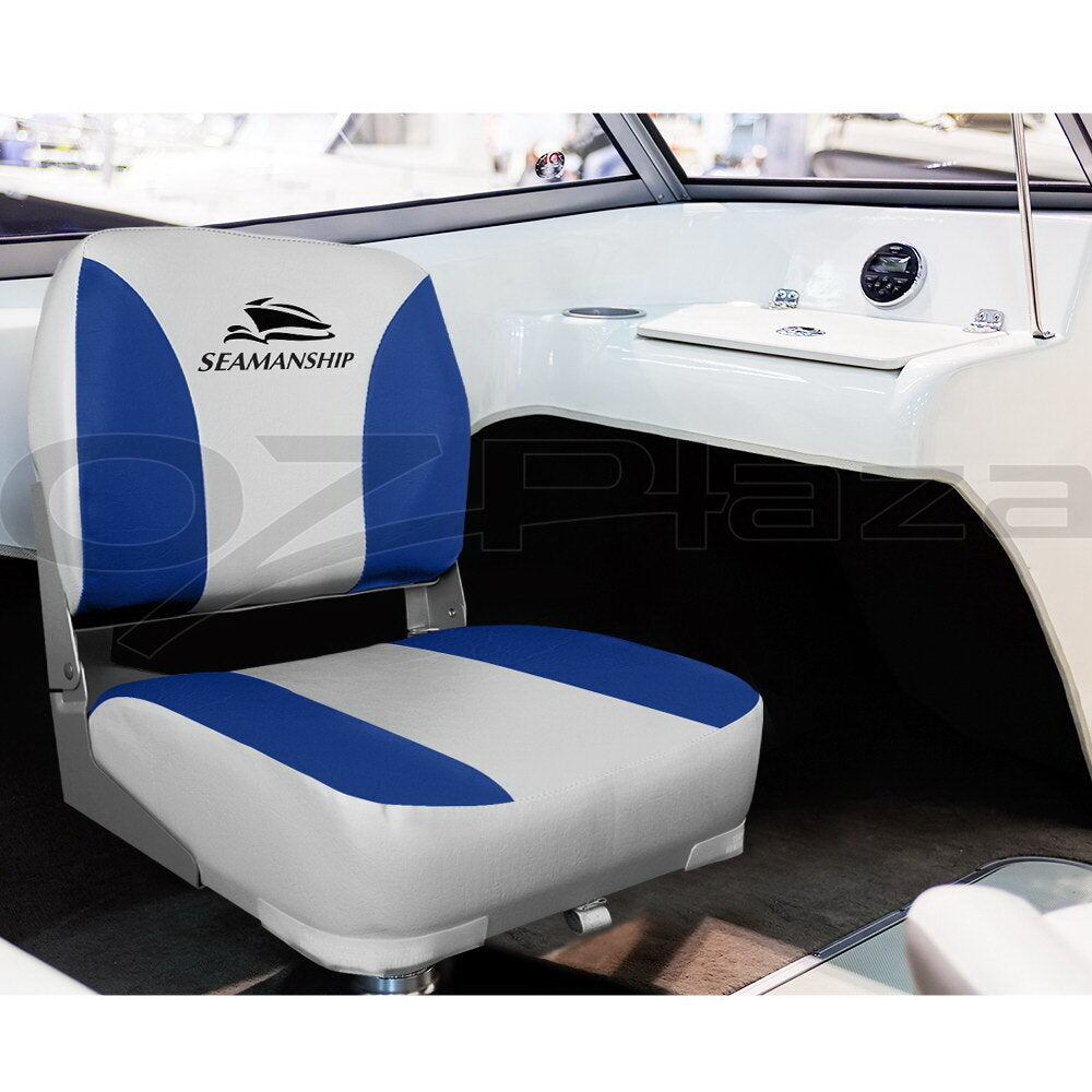 Seamanship 2X Folding Boat Seats Seat Marine Seating Set All Weather Swivels B&G