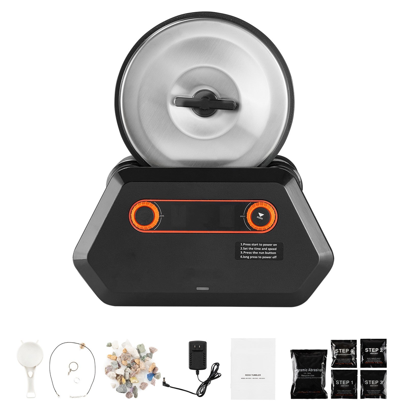 Uimoso 3lbs Rock Tumbler Kit with Gemstones and Polishing Materials