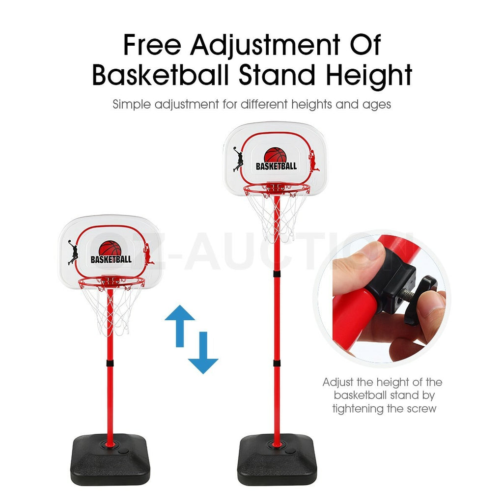 2.4m Large Kids Portable Basketball Hoop Stand Set Adjustable Height