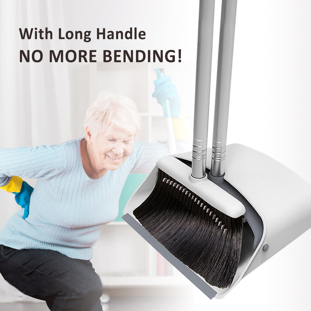Long Handle Dustpan & Brush Set – Adjustable Broom with Holder