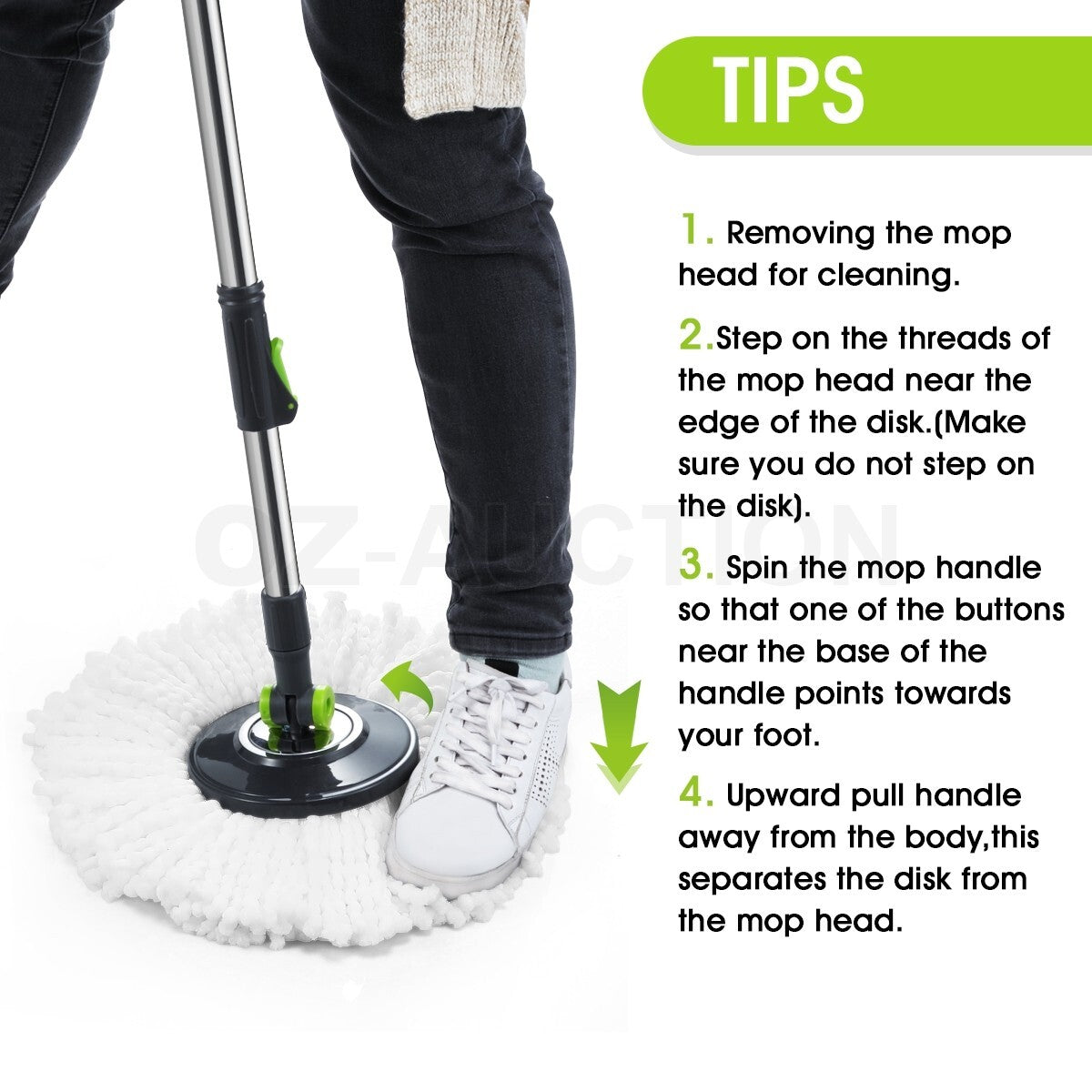 360° Rotating Spin Mop – DR FUSSY Bucket System with 4 Mop Heads