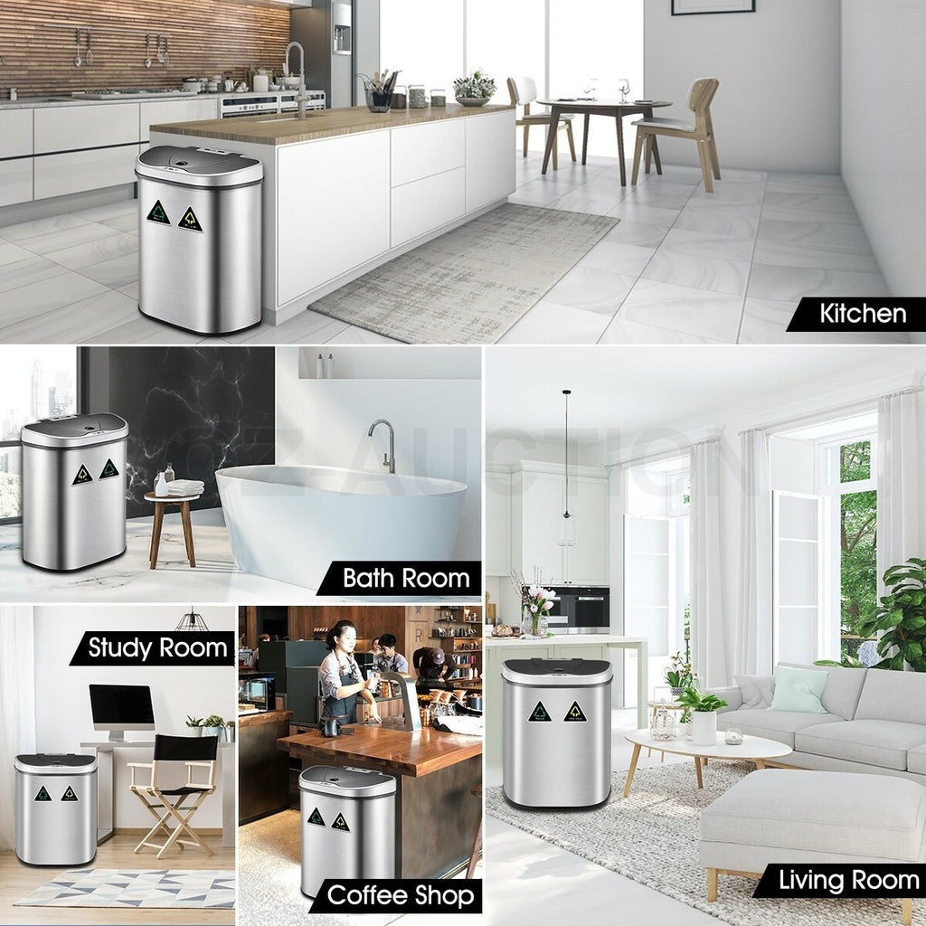 Maxkon 70L Motion Sensor Rubbish Bin Stainless Steel Kitchen