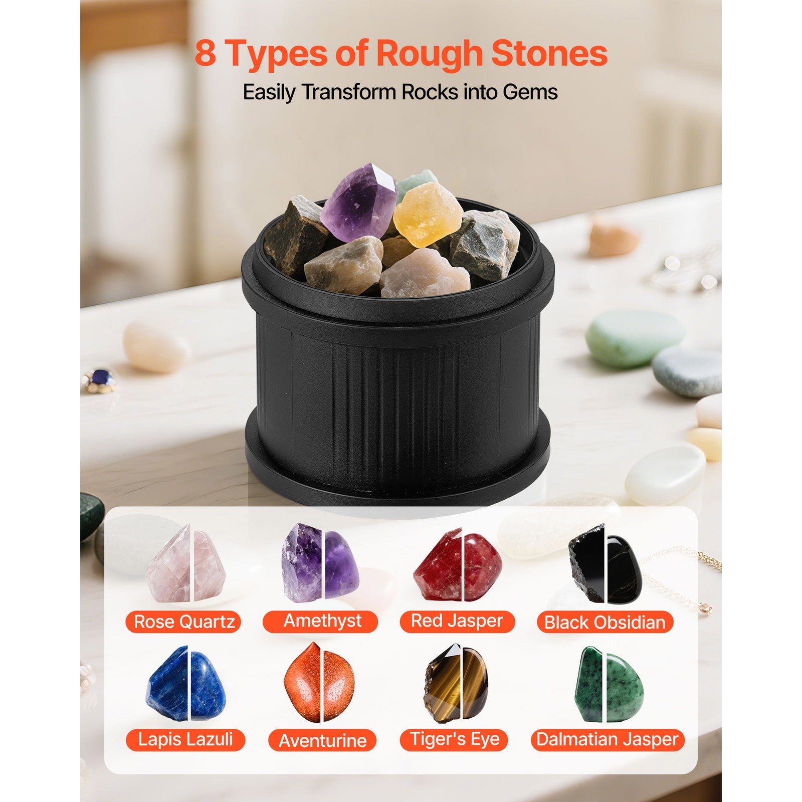 Uimoso 3lbs Rock Tumbler Kit with Gemstones and Polishing Materials