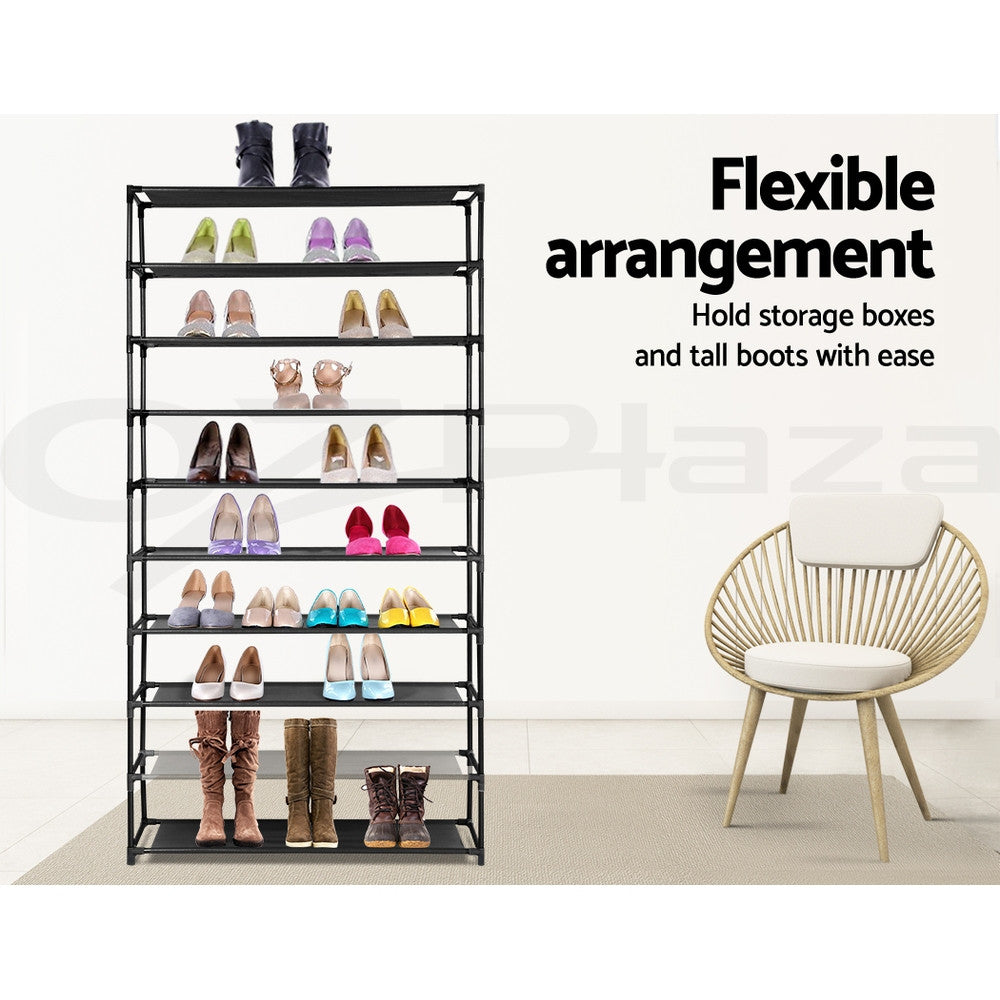 Artiss Shoe Rack Storage Cabinet Stackable Shelves Stand 10 Tiers Black