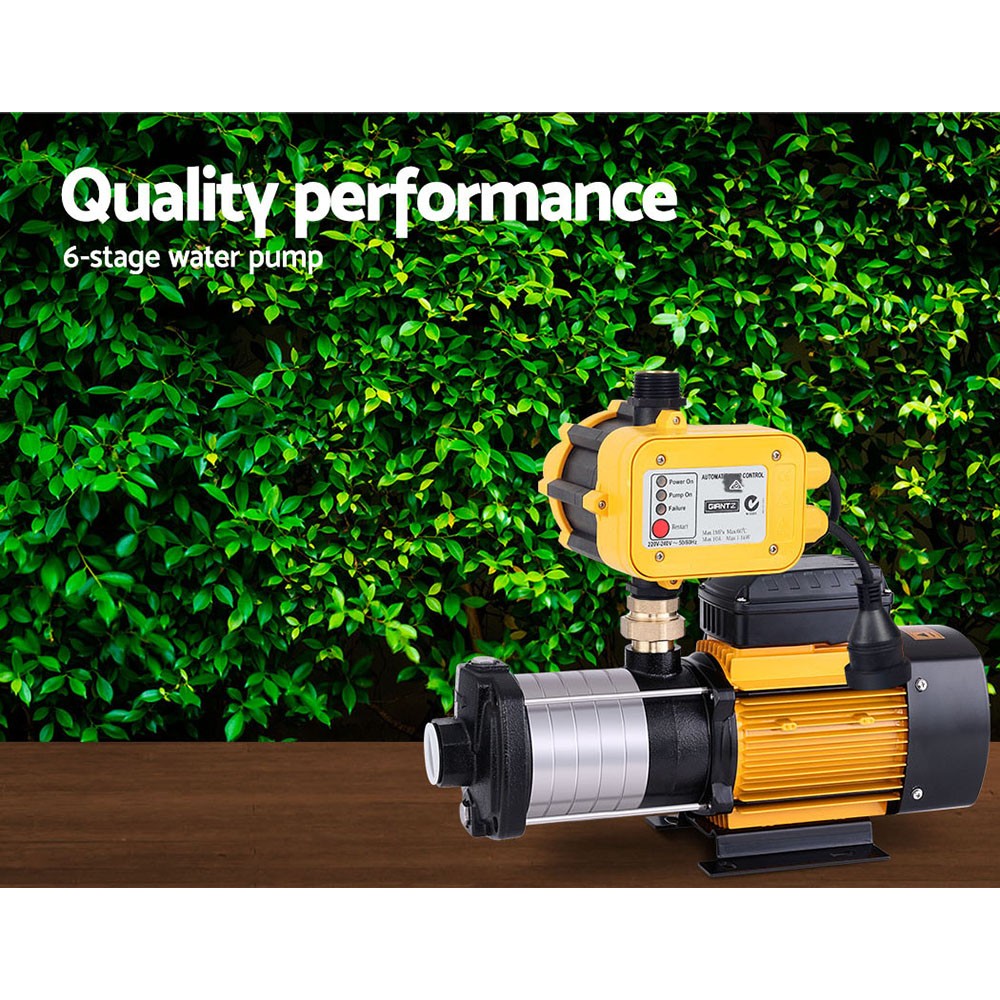 2500W Garden Water Pump High Pressure 6-Stage Tank Irrigation Yellow