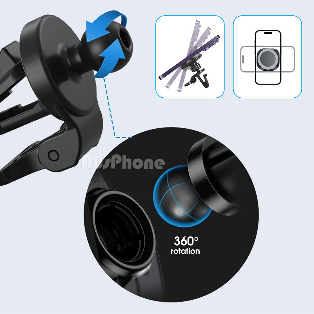 15W Magnetic Car Phone Holder Wireless Charger for MagSafe iPhone