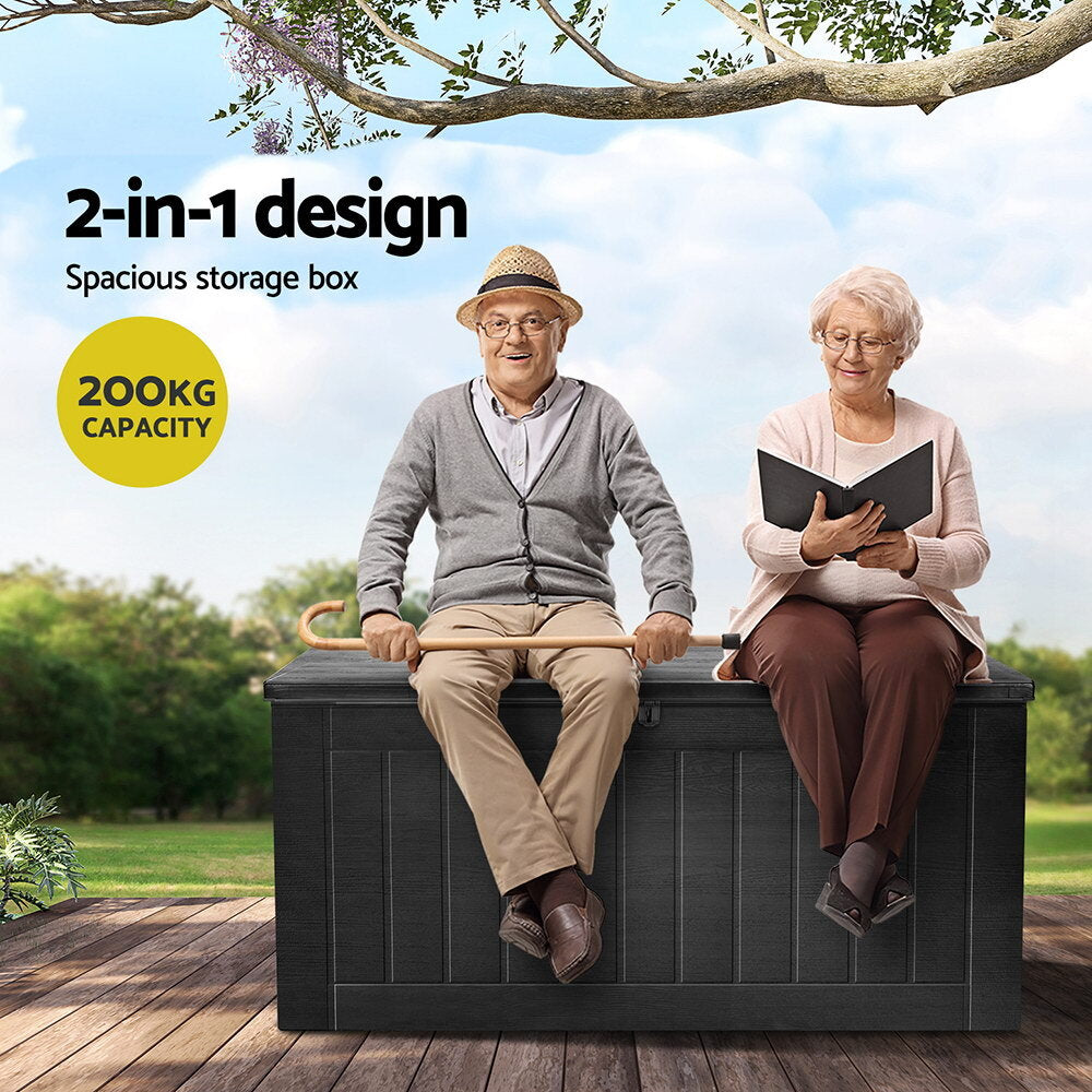 830L Lockable Outdoor Storage Bench Tool Box Black