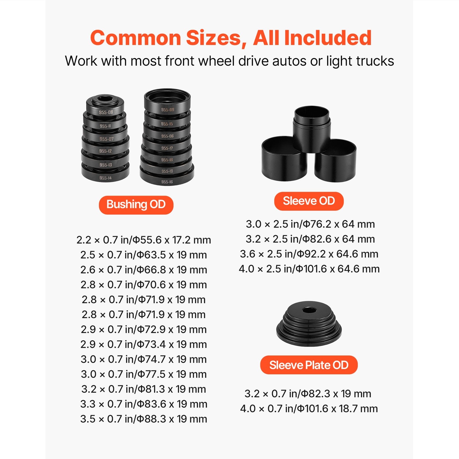 Uimoso Front Wheel Bearing Tool Kit for Removal & Installation, 23-Piece Set