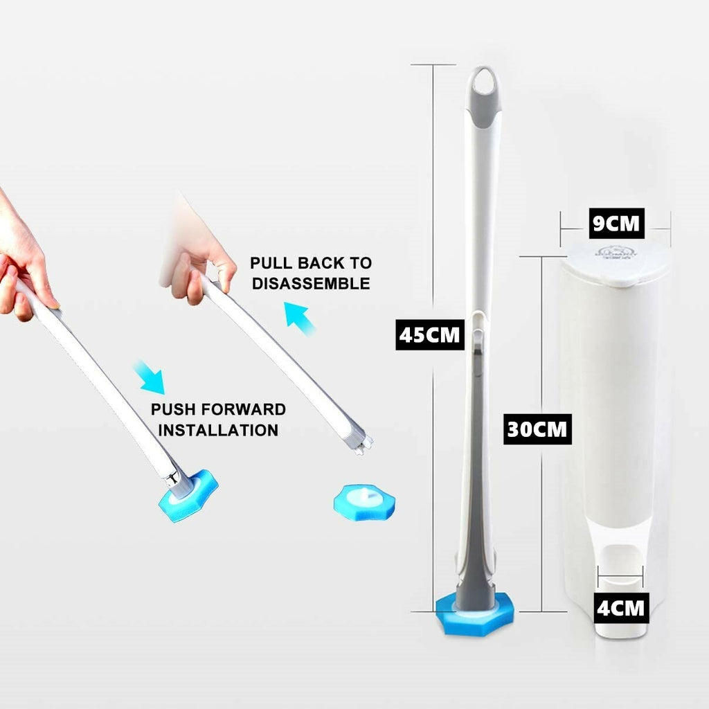 Disposable Toilet Brush Set – Freestanding with Replacement Heads