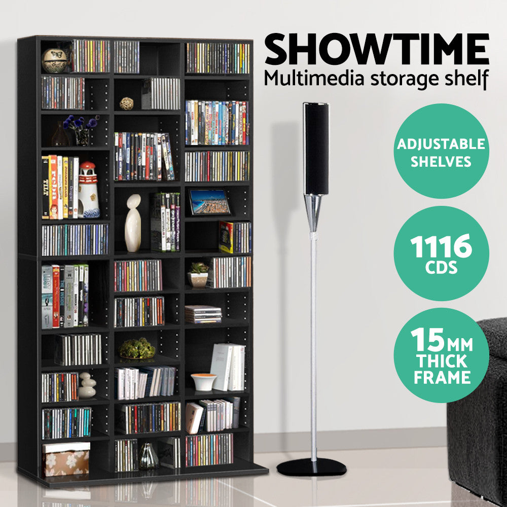 Bookshelf Display CD DVD Storage Bookcase Black