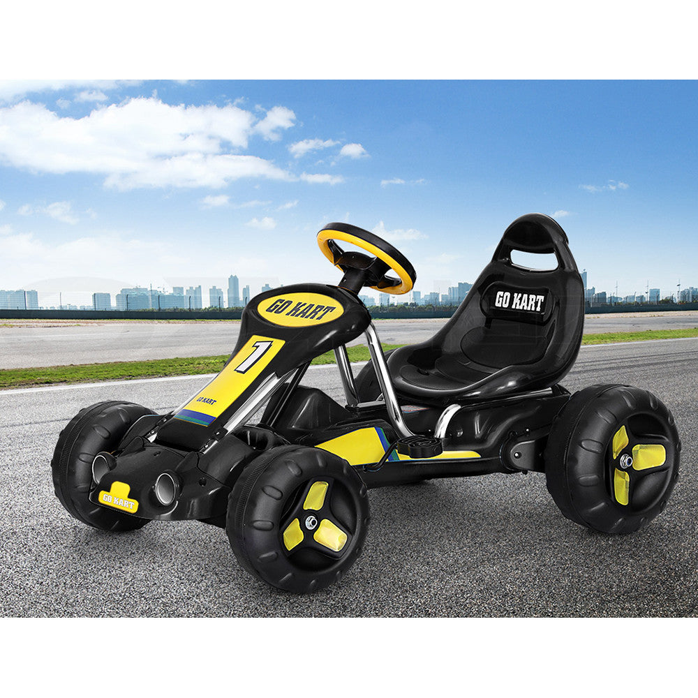 Kids Pedal Go Kart Ride On Racing Car Plastic Tyres Black