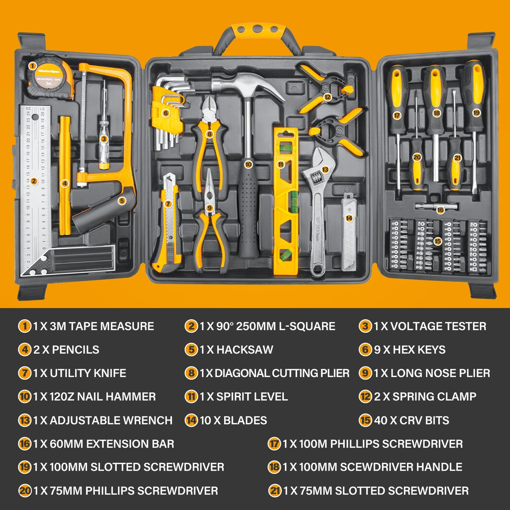 80pc Hand Tool Set – Household Kit with Hammer, Pliers & Knife