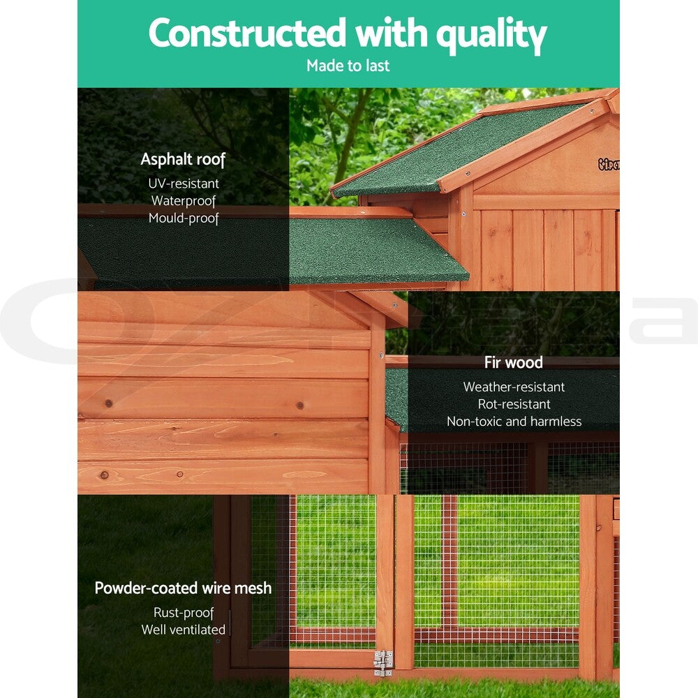 Large Chicken Coop Rabbit Hutch Wooden Outdoor Run Cage