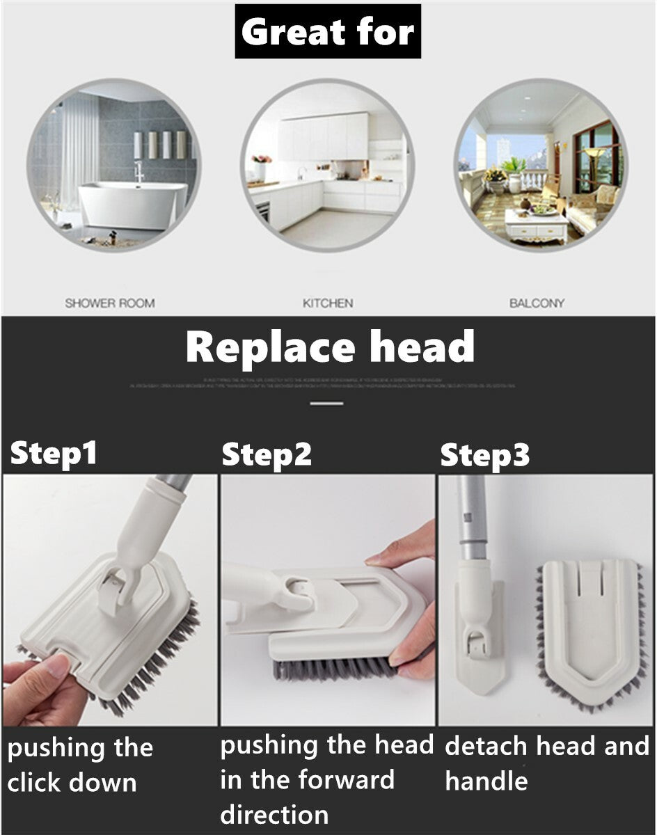 Adjustable Long Handle Floor Brush – Cleaning Tub, Tiles & Glass Walls