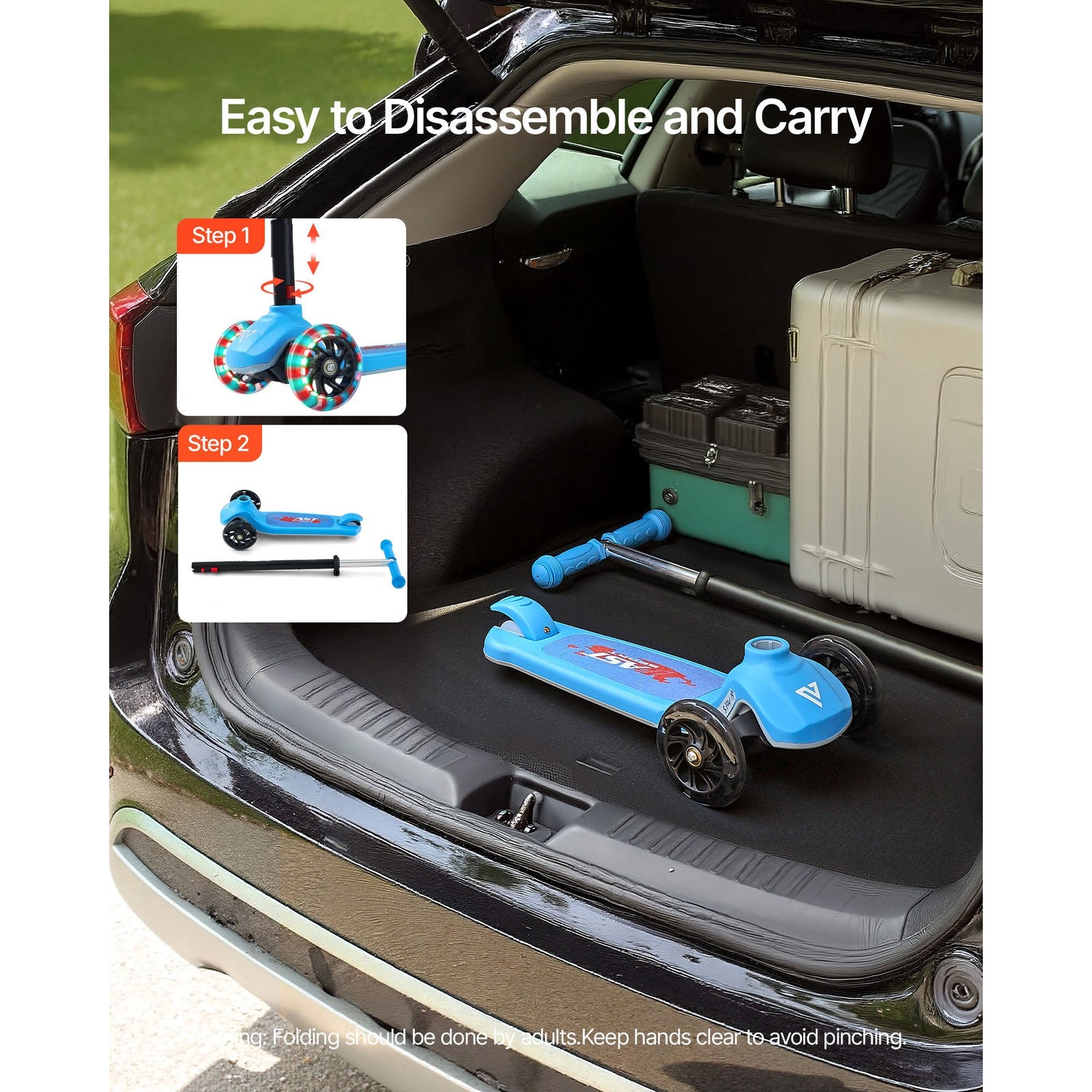 Uimoso Kick Scooter for Kids Ages 3+ with 3 Wheels, Adjustable Height, Blue