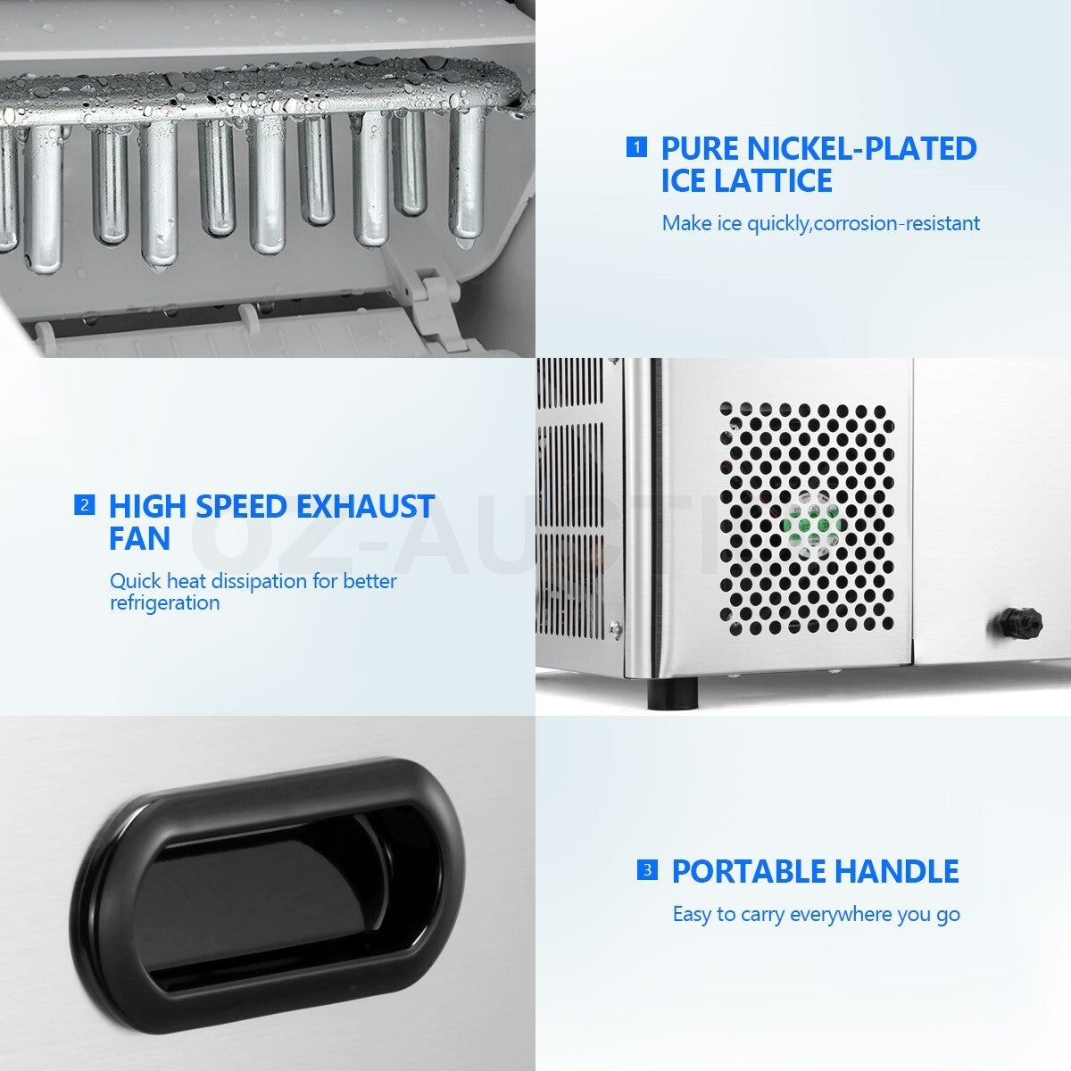 Maxkon 27KG Commercial Ice Maker – Fast Freezing Silver Machine