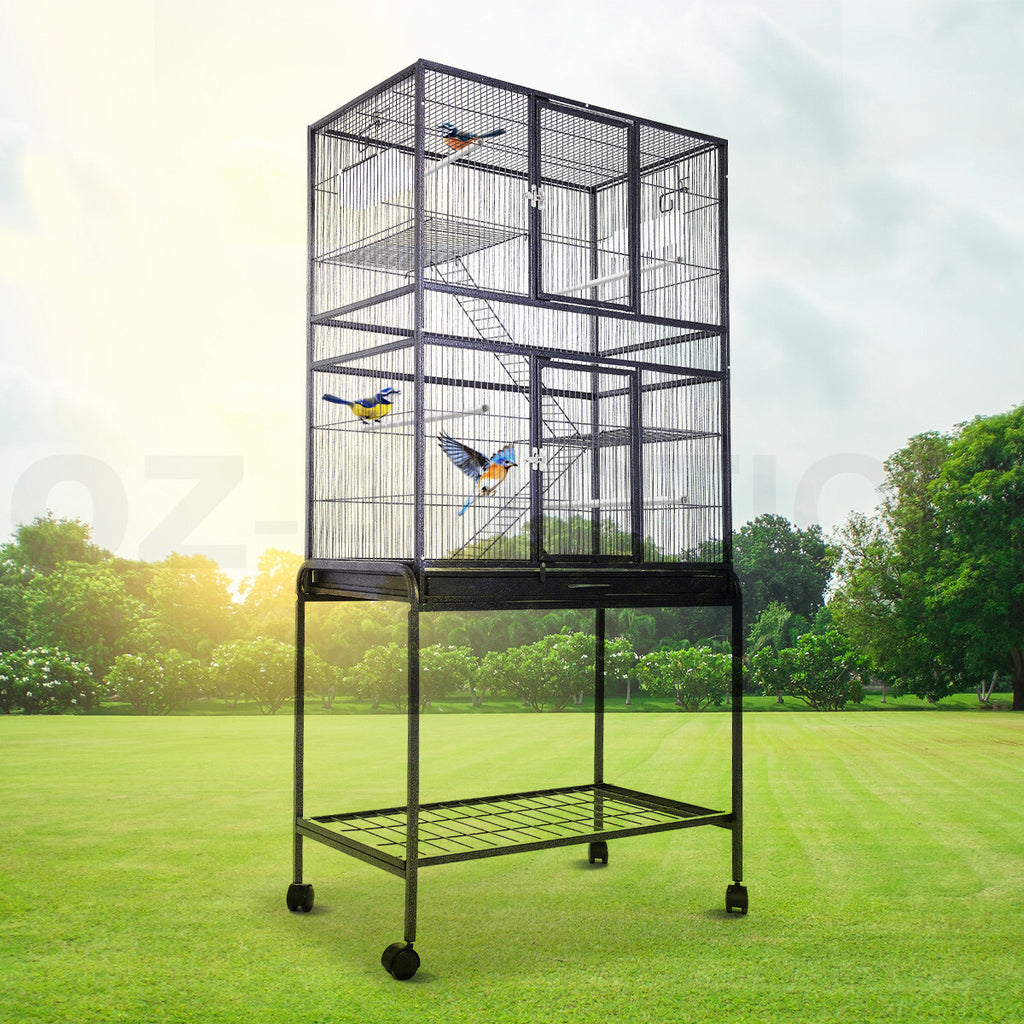 155cm Large Pet Bird Cage – Parrot Aviary with Perch & Castor Wheels