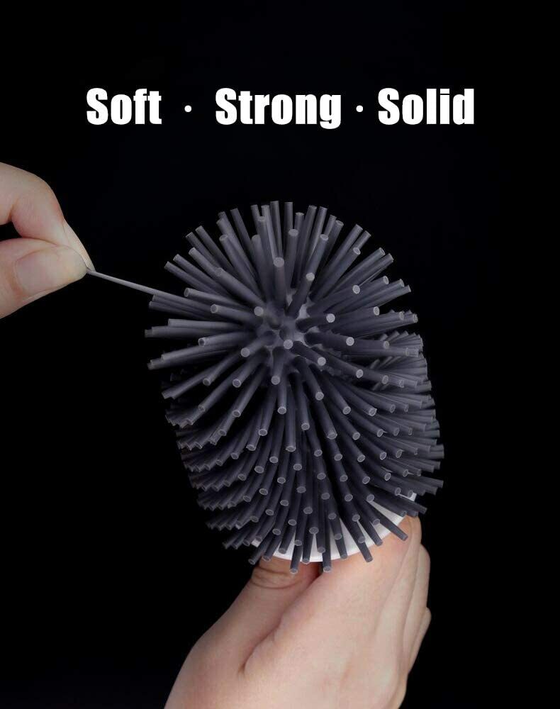 Silicone Toilet Brush Set – TPR Bristles with Built-in Tweezer