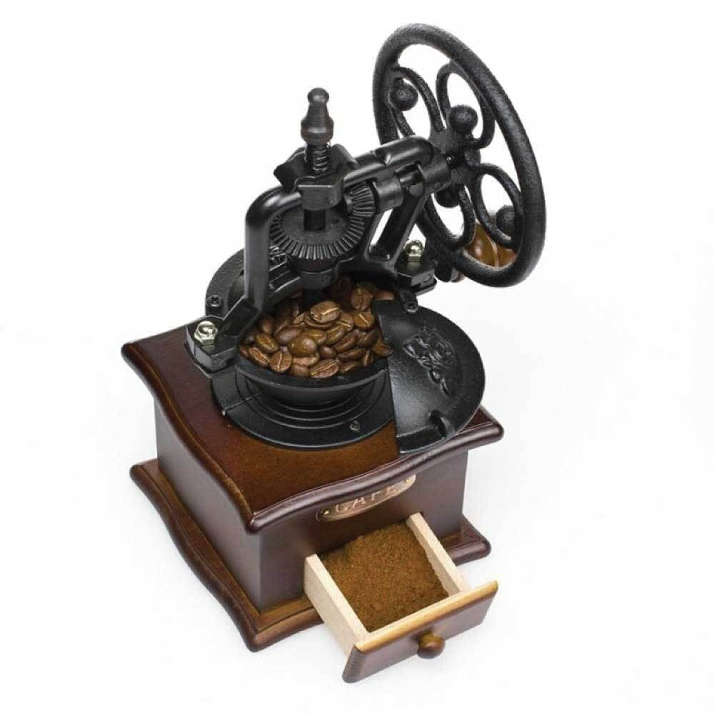 Retro Coffee Bean Grinder Manual Wooden Hand Wheel Design
