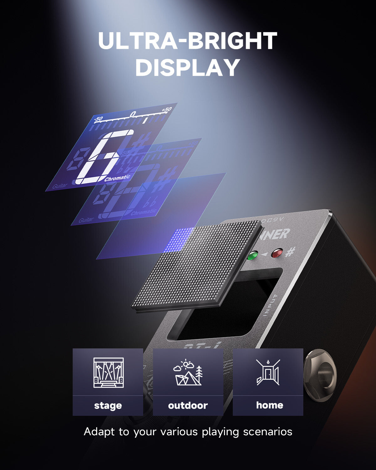 Donner Chromatic Guitar Tuner Pedal with Screen