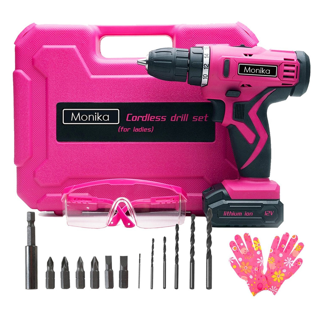 12V Cordless Drill – Pink Screwdriver Kit for Women