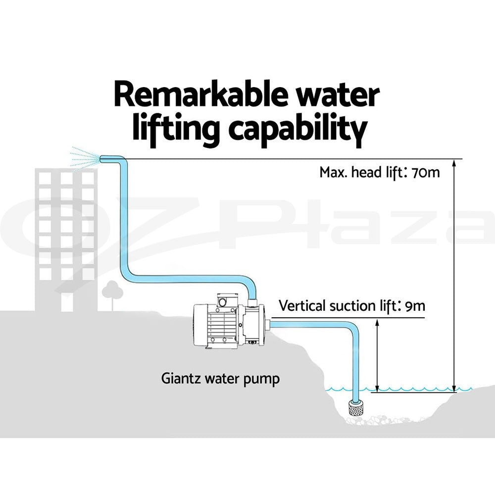 2500W Garden Water Pump High Pressure 6-Stage Tank Irrigation Yellow