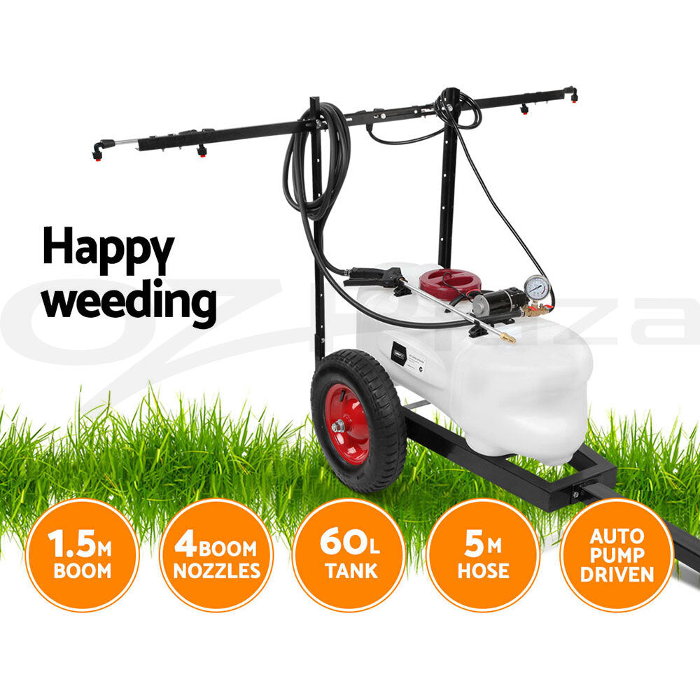 60L Weed Sprayer Spot Sprayer ATV Trailer Garden 1.5M Boom