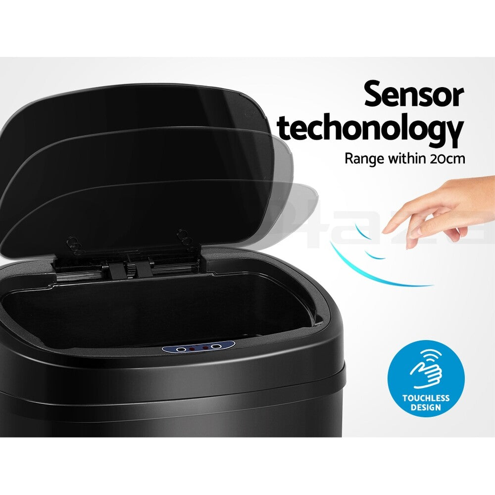 68L Motion Sensor Bin Automatic Trash Can Kitchen Black
