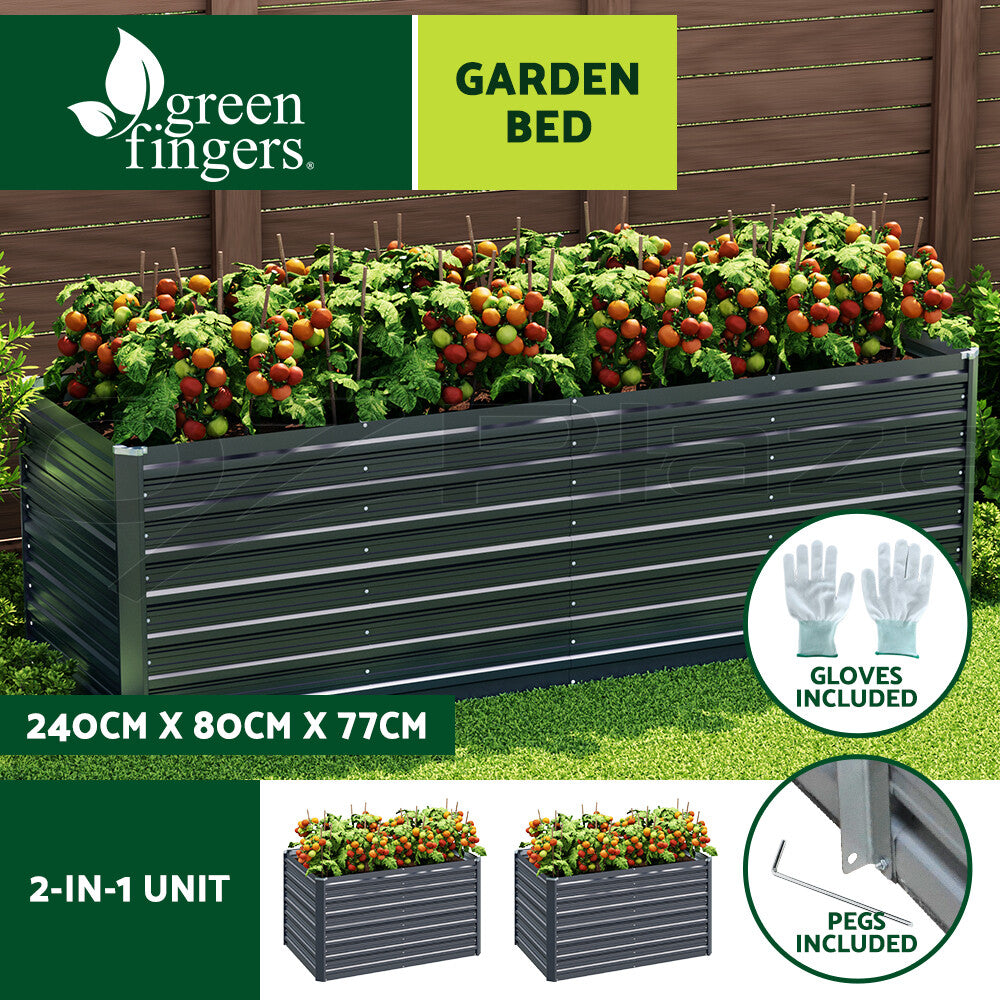 Raised Garden Bed Planter Box Galvanised 240x80x77cm