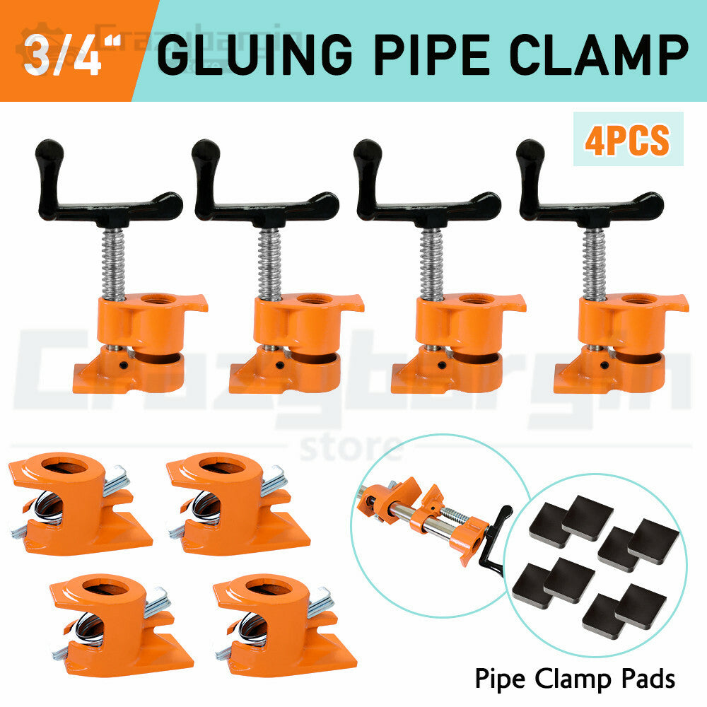 3/4" Gluing Pipe Clamp 4pc – Woodworking Vice with Wide Pads