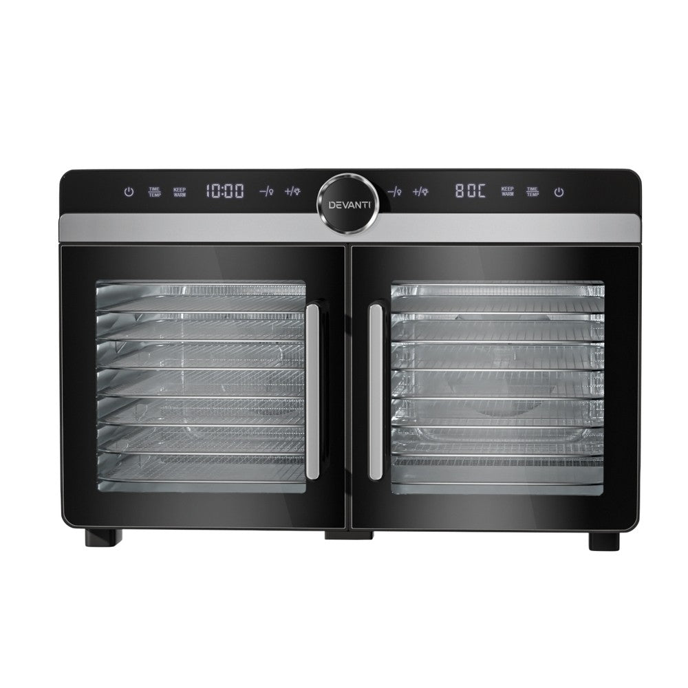 Dual-Zone 16 Tray Food Dehydrator Stainless Steel Fruit Jerky