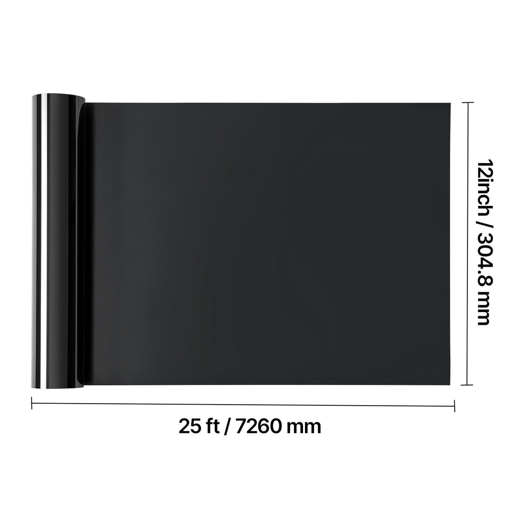 Uimoso Heat Transfer Vinyl Roll 304.8 x 7260mm Glossy Black for Iron-On Designs